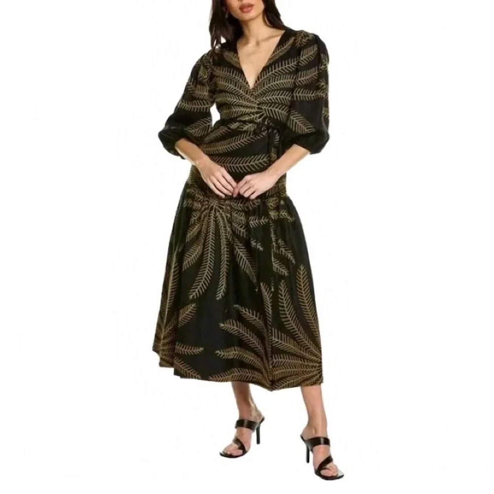 alexis wrap midi dress ALEXIS Safari Breeze Blisse Dress Safari Breeze / M